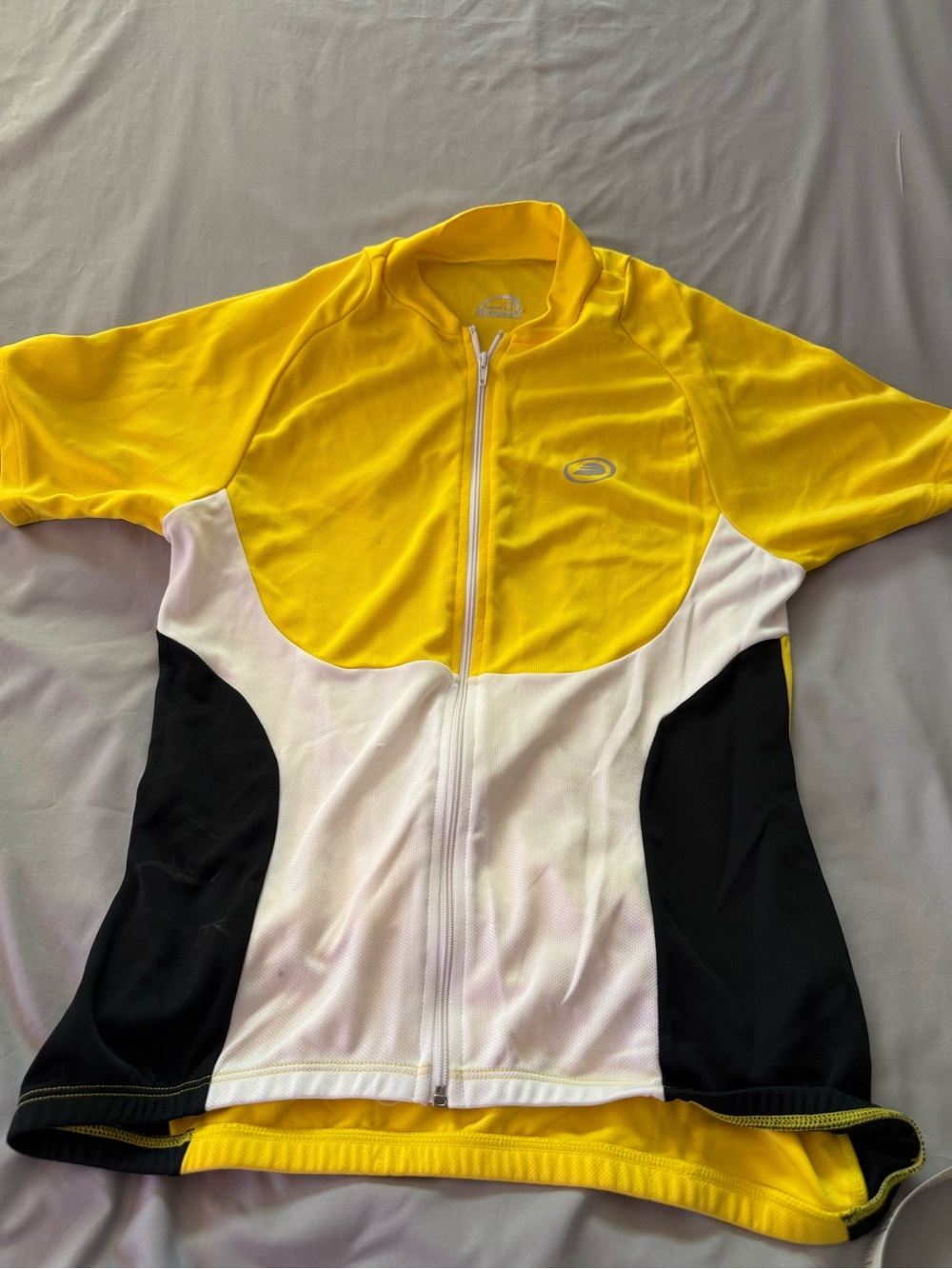 Women’s Yellow White & Black Cycling Jersey with Front Zip
